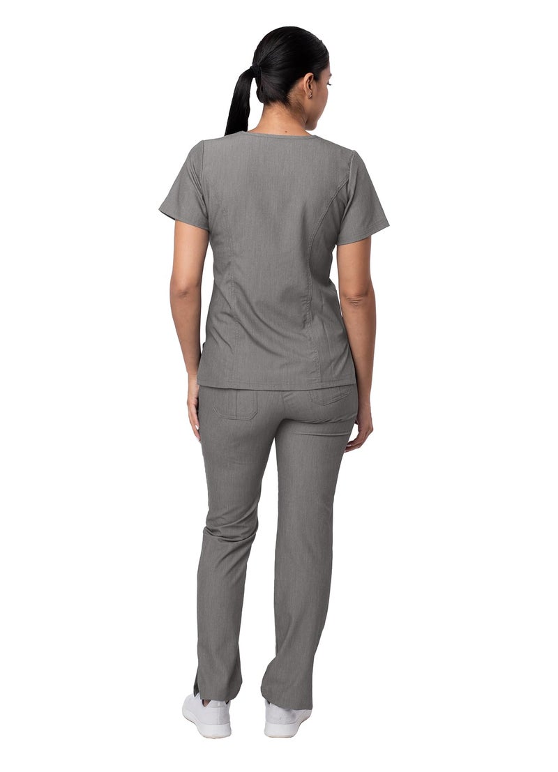 Adar Uniforms Adar Pro Heather Breakthrough Plus Scrub Set For Women - Enhanced V-Neck Top & Multi Pocket Pants - 4400H - Heather Grey - 2X - Image 2